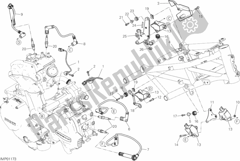 Alle onderdelen voor de Kabelboom (spoel) van de Ducati Multistrada 1260 Enduro USA 2020